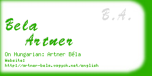 bela artner business card